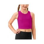 Lollgirl Girls Athletic Tank Tops Kids Dance Workout Shirts Non-see-through