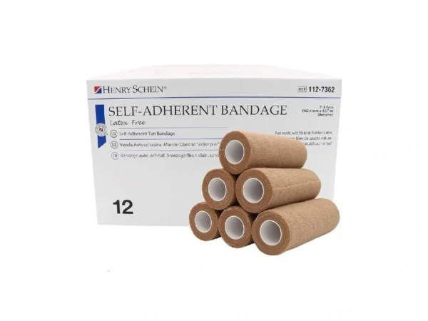 Henry Schein Tan Non-woven 6”x5 Yds Bandage- Latex-free, Self-adherent, Non-sterile