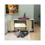 Taohfe Hidden Cat Litter Box Enclosure Furniture With Cats Scratch