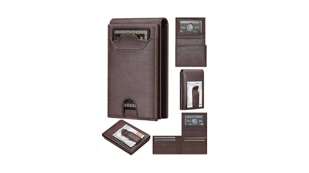 Furid Leather Slim Wallet For Men Minimalist: Magnetic Closure Bifold