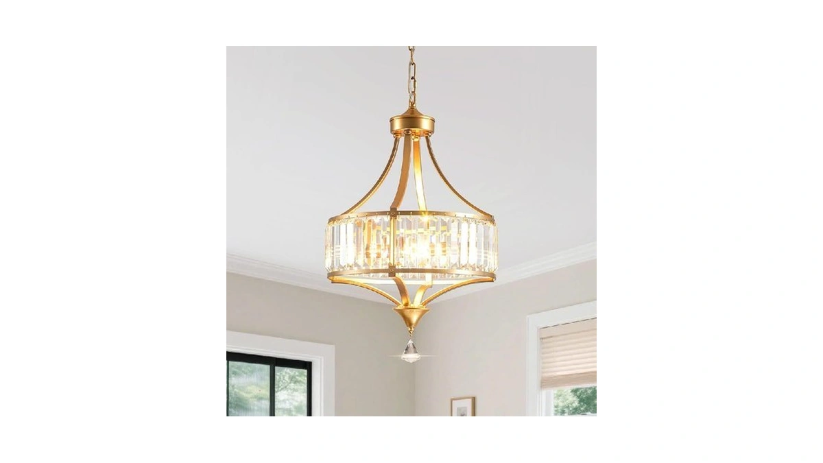 Wndtu Crystal Gold Crystal Chandelier Modern Pendant Light Antique Hanging