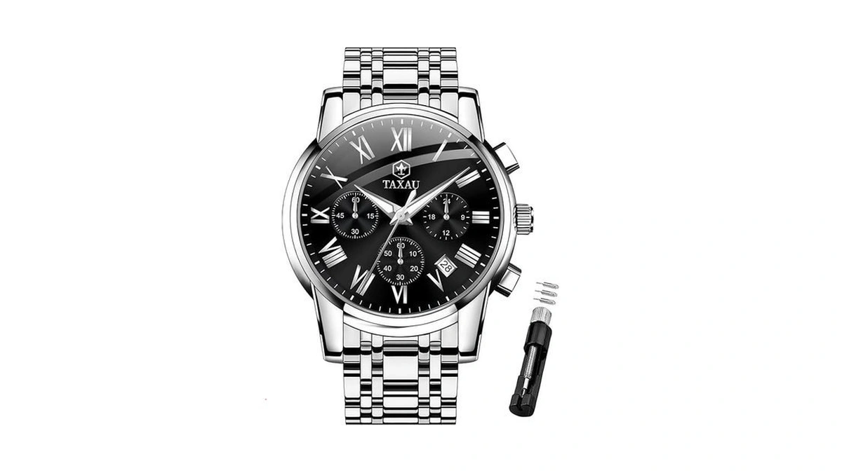 Taxau Mens Watches Black Face Mens Dress Watches Waterproof Watch