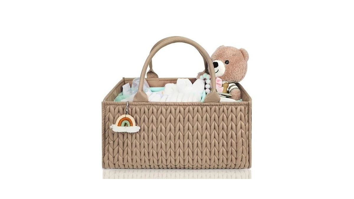 Mominside Diaper Caddy Organizer, Baby Basket Nursery Storage, Portable Changing