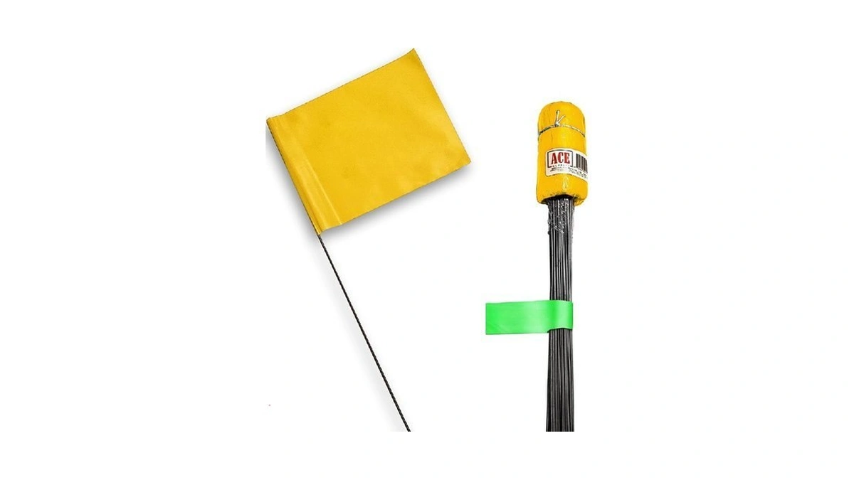 Yellow Marking Flags 100 Pack - 4x5x30 Inch Yellow Flags