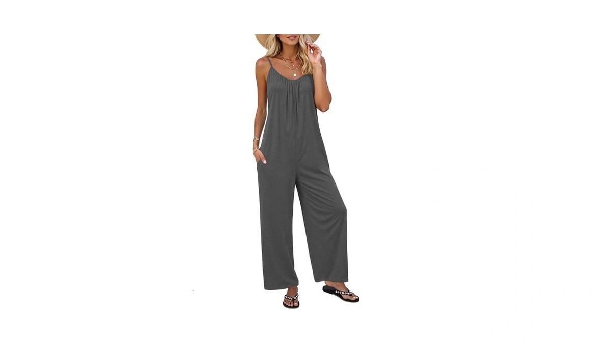 Lilbetter Women's Jumpsuits Summer Casual Sleeveless Rompers Loose Wide Leg