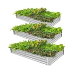 Land Guard 3 Pack 6×3×1ft Galvanized Metal Raised Garden Bed,