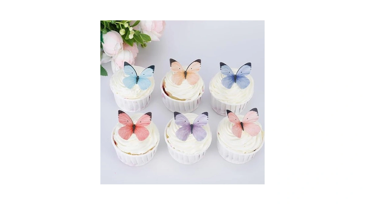 50pcs Edible Butterflies For Cake Decorating Small Pastel Colorful Butterfly