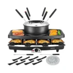 Befano Electric Raclette Bbq Grill With Fondue Pot Sets, Portable