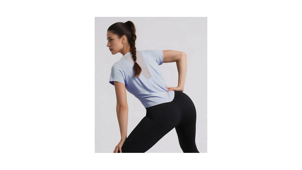 Clbort Women's Workout Tops Breathable Mesh Tee Shirt Soft Short