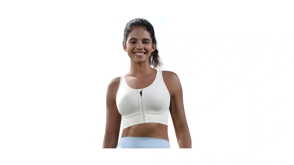 Cordaw Front Zipper Racerback Sports Bra For Women, High Impact