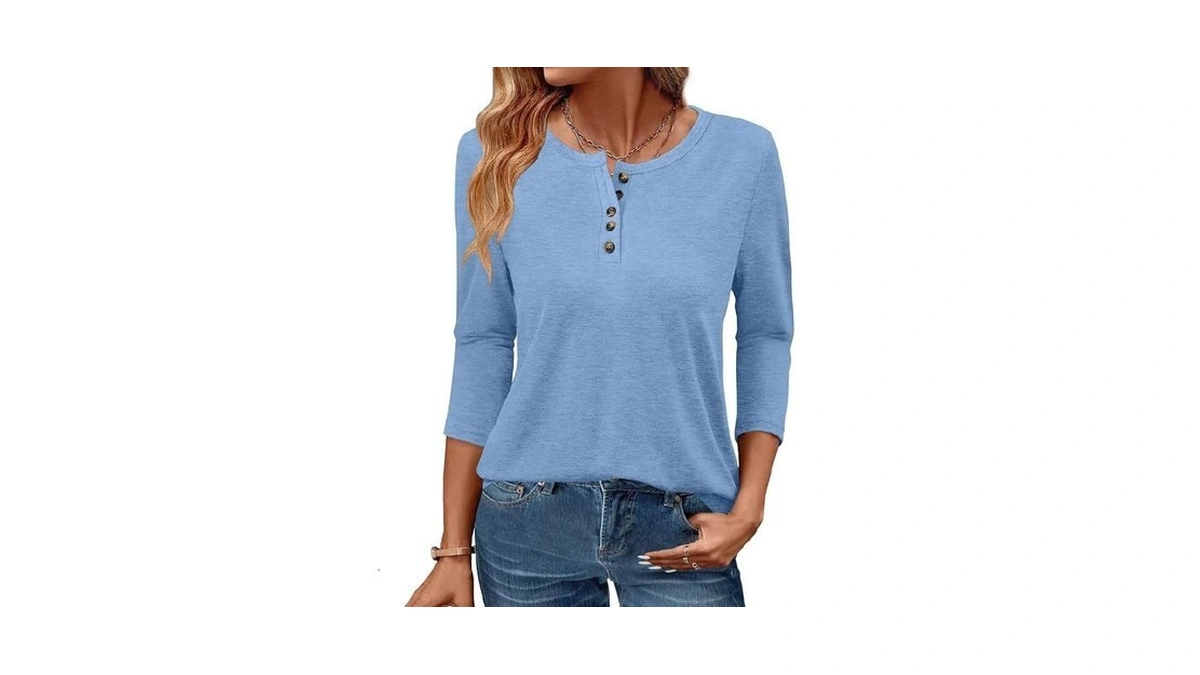 Gkbk 3/4 Sleeve Womens Tops Fall Clothes Henley Casual Spring