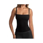 Reoria Women's Square Neck Tank Top Sleeveless Ribbed Basic Crop