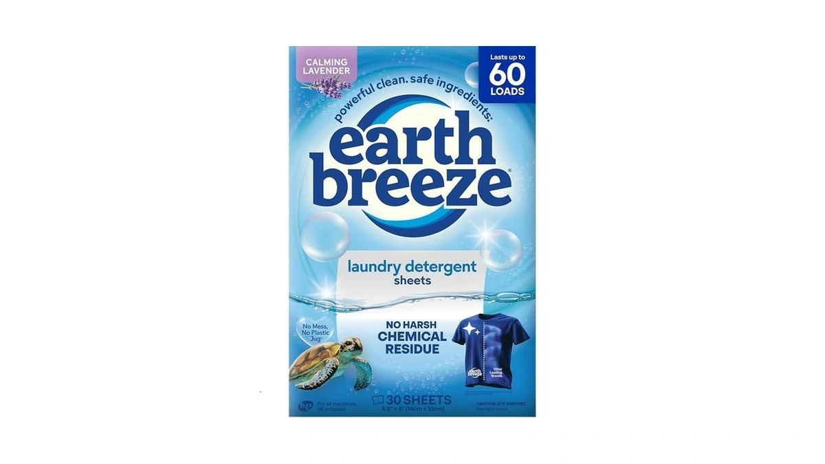 Earth Breeze Laundry Detergent Sheets Calming Lavender - 60 Loads