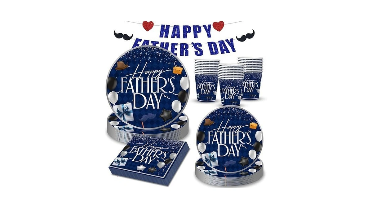 Kakan Fathers Day Decorations,father's Day Paper Plates And Napkins(serves 25),
