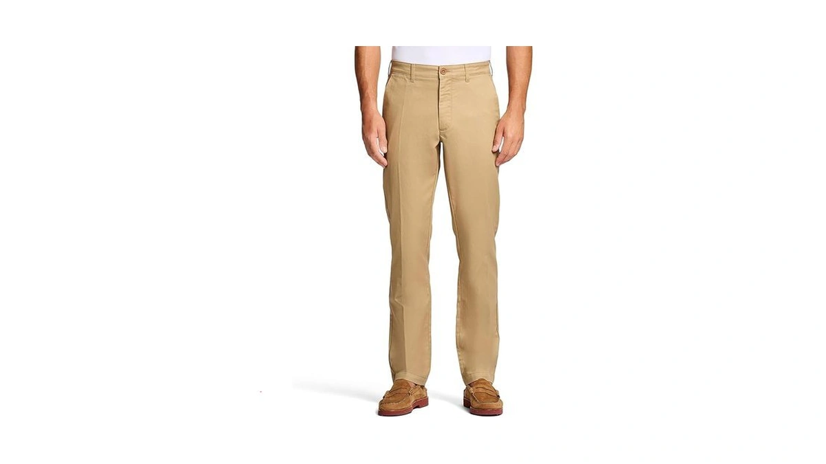 Izod Men's Flat Front Straight Fit Performance Stretch Chino Pant,