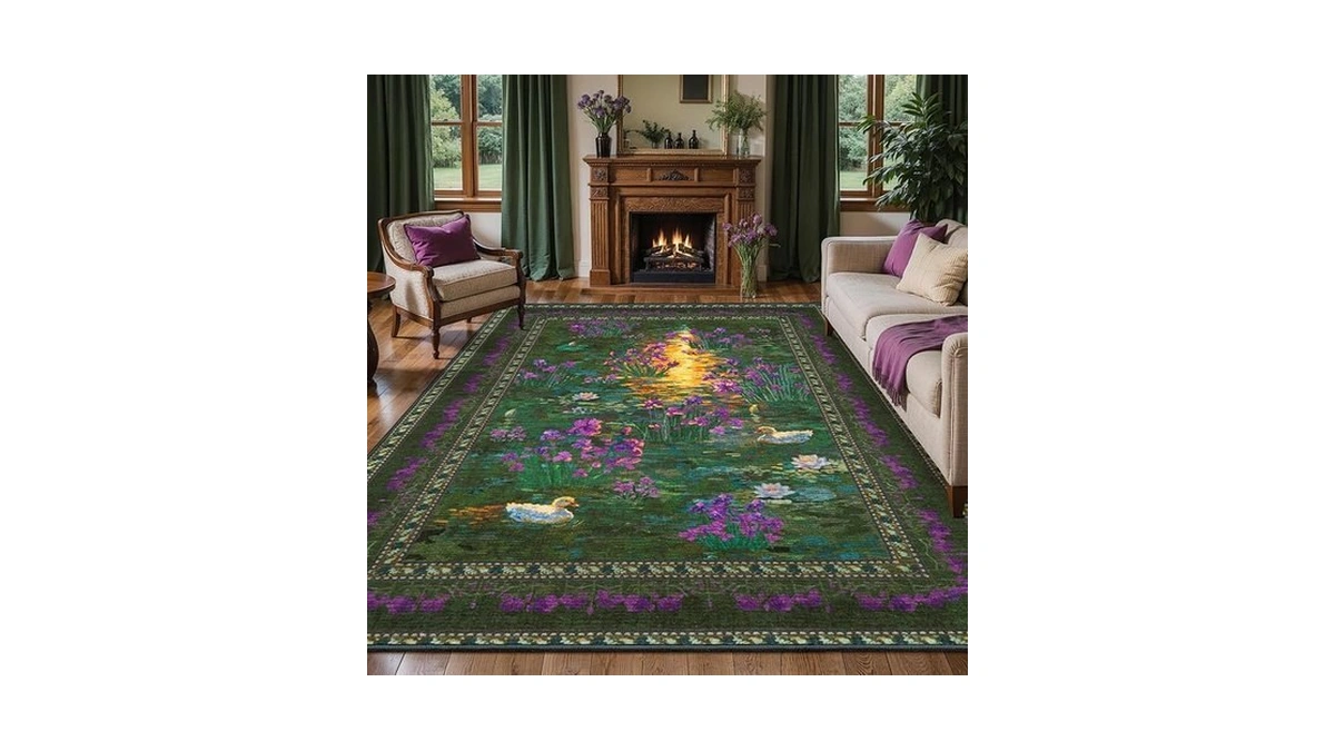 Serissa 6x9 Area Rugs For Living Room, Washable Impressionist Floral