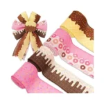 Fysuimu Sprinkle Ice Cream Cone Wired Edge Ribbon Summer Colorful