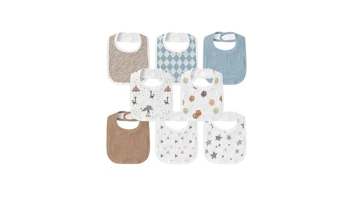 Baby Muslin Bibs 8 Pack, Drooling And Teething Bibs For