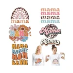 Whaline 6 Sheets Mama Boho Iron On Transfers Patches Rainbow
