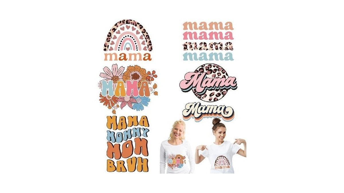 Whaline 6 Sheets Mama Boho Iron On Transfers Patches Rainbow