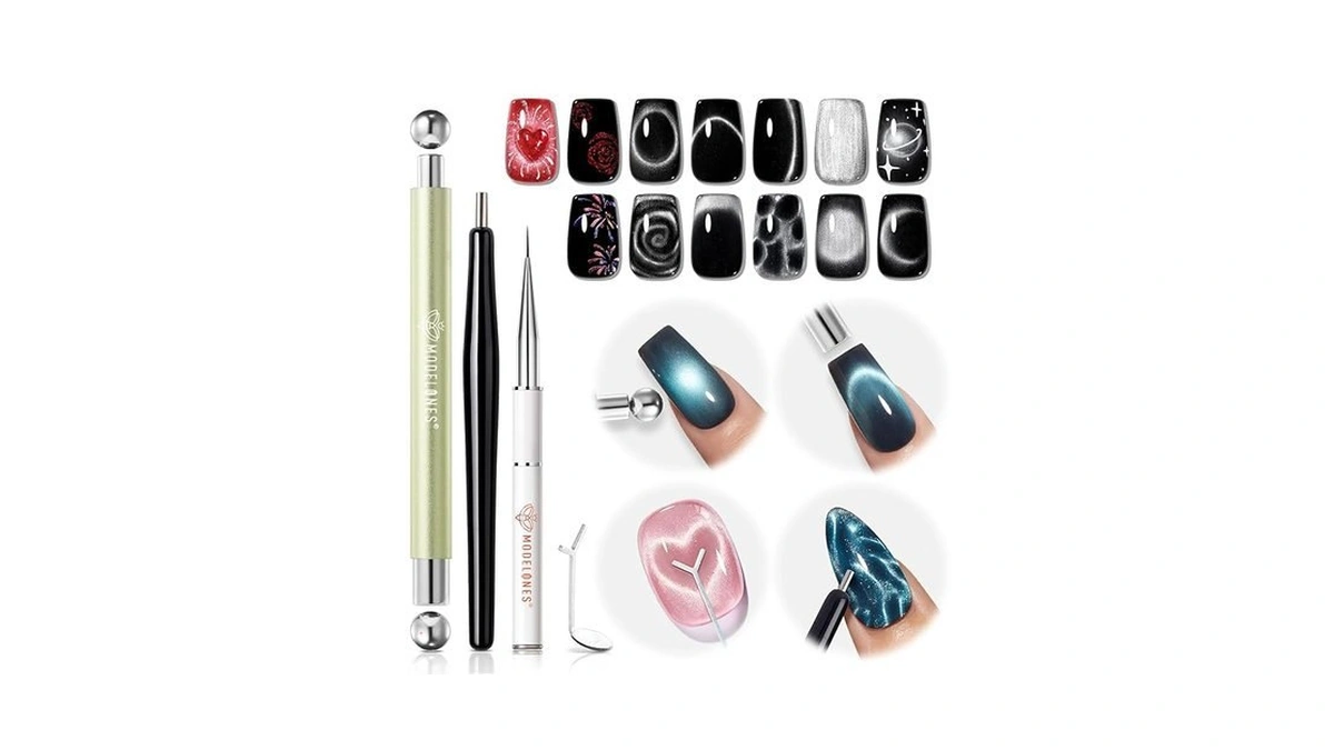 Modelones Cateye Gel Polish Nail Magnet Set, 6pcs Cat Eye