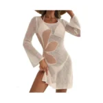 Iwd Swimsuit Cover Up For Women 2026 Mesh Knit Crochet