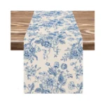 Blue Flower Runner Wildfloral Kitchen Dining Table Decoration Floral Table