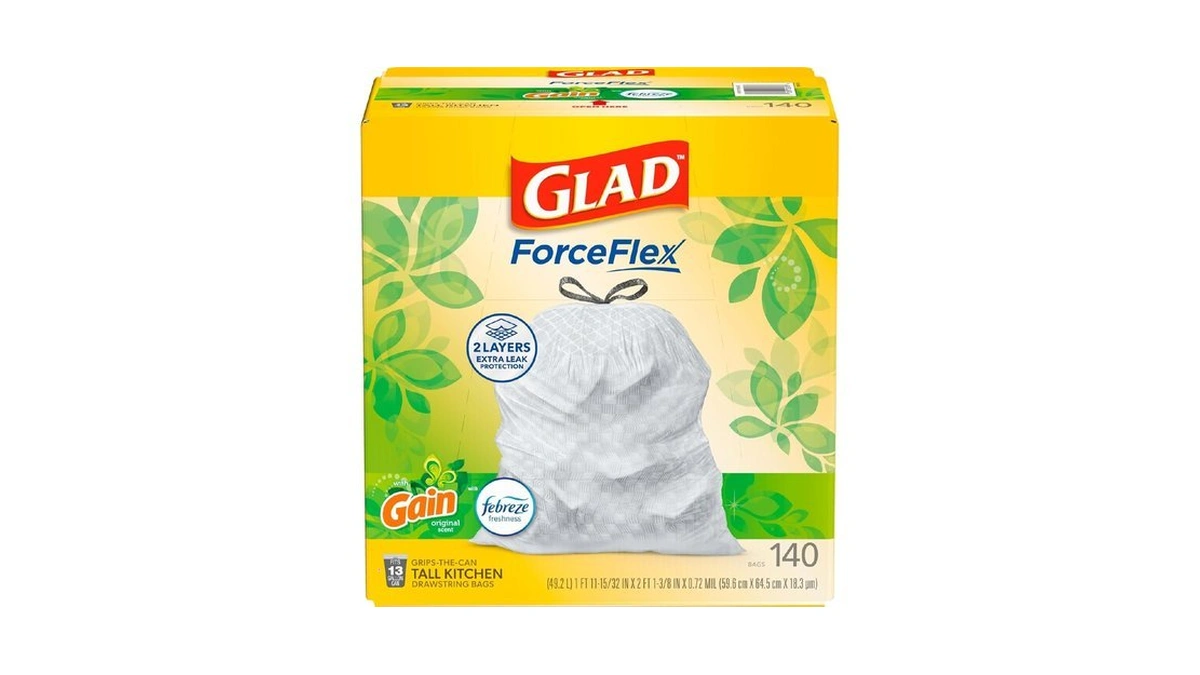 Glad Forceflex Tall Kitchen Trash Bags, 13 Gallon, Gain Original,