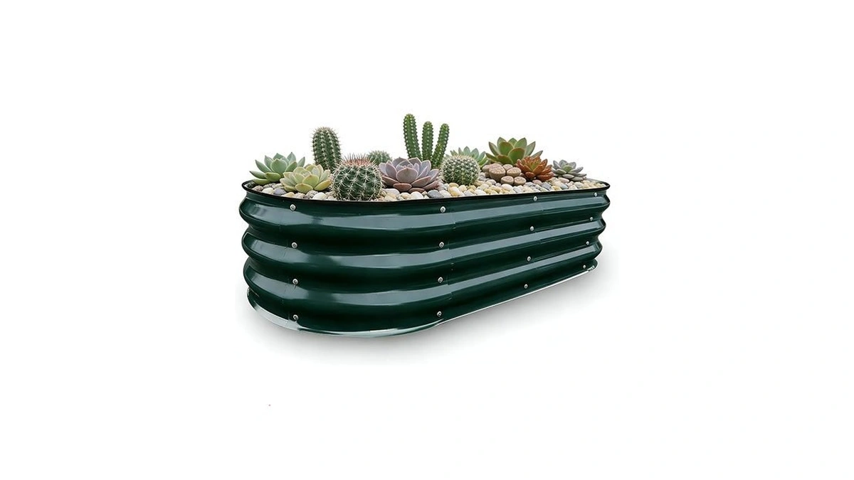Growhaus 4x2x1ft Galvanized Raised Garden Bed, Planter Boxes Outdoor Metal