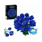 Rongmeiz Flowers Bouquet Building Set, 12 Artificial Blue Roses Botanical
