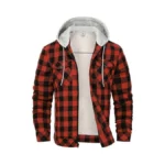 Rdruko Men's Flannel Plaid Shirt Jacket With Hood Sherpa Lined