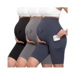 Y25d Maternity Biker Shorts With Pockets 8" Over Belly Seamless