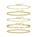 Adoyi Gold Bracelets For Women, 14k Gold Plated Stackable Bracelet