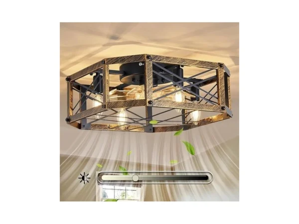 Linher 21'' Flush-mount Ceiling Fan With Dimmable-light And Memory Remote,