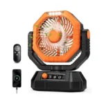 Ajvv Camping Fan With Light, Remote And Oscillation, Battery Powered