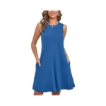 Heymoments Women Summer Dress Royal Blue Small Sleeveless Crew Neck