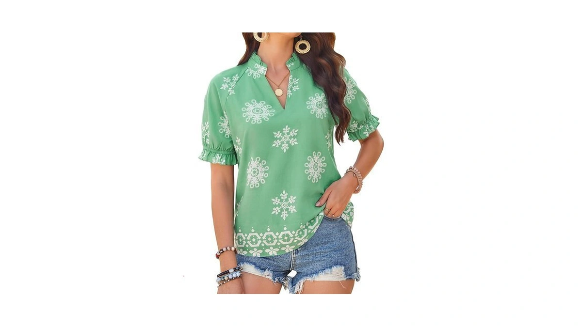 Grace Karin Womens Boho Tops Summer Spring Cotton Floral Blouses
