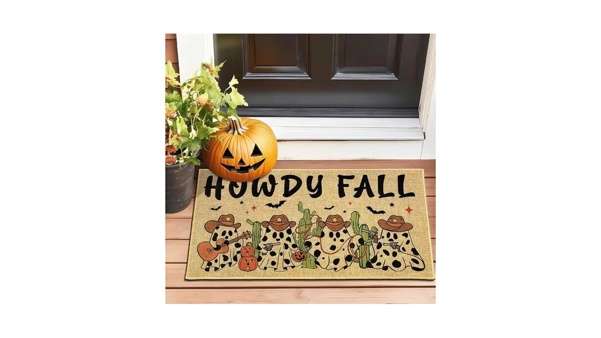 Funny Ghost Doormat Outdoor Howdy Fall Holiday Welcome Door Mat