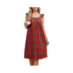 Namatime Nightgowns For Women Ruffle Plaid House Dress With Pocktets