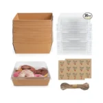 Charcuterie Boxes 20 Pack With Clear Lids, Square Disposable Paper