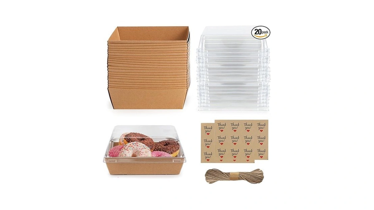 Charcuterie Boxes 20 Pack With Clear Lids, Square Disposable Paper