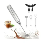 Nahida Silver Milk Frother Wand For Coffee, Frother Handheld Rechargeable