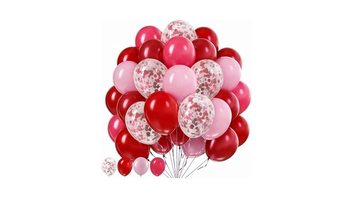 Laorei 60pcs Red Hot Pink Balloons, 12inch Red Baby Pink