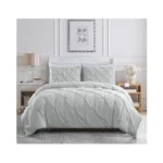 Chezmoi Collection Berlin Light Gray Pinch Pleat Full Comforter Set,