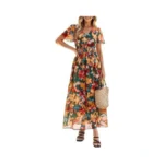 Simplee Womens Summer Boho Floral Maxi Dress V Neck Empire
