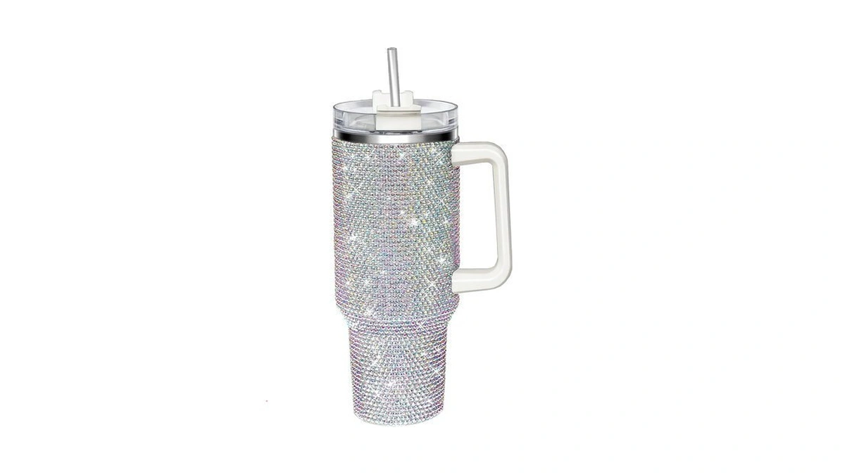 Hwisdmig 40oz Tumbler With Handle-glitter Rhinestones Tumbler Bling Cups Stainless