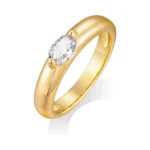 Goxygen 14k Gold Plated Chunky Statement Ring For Women, Marquise