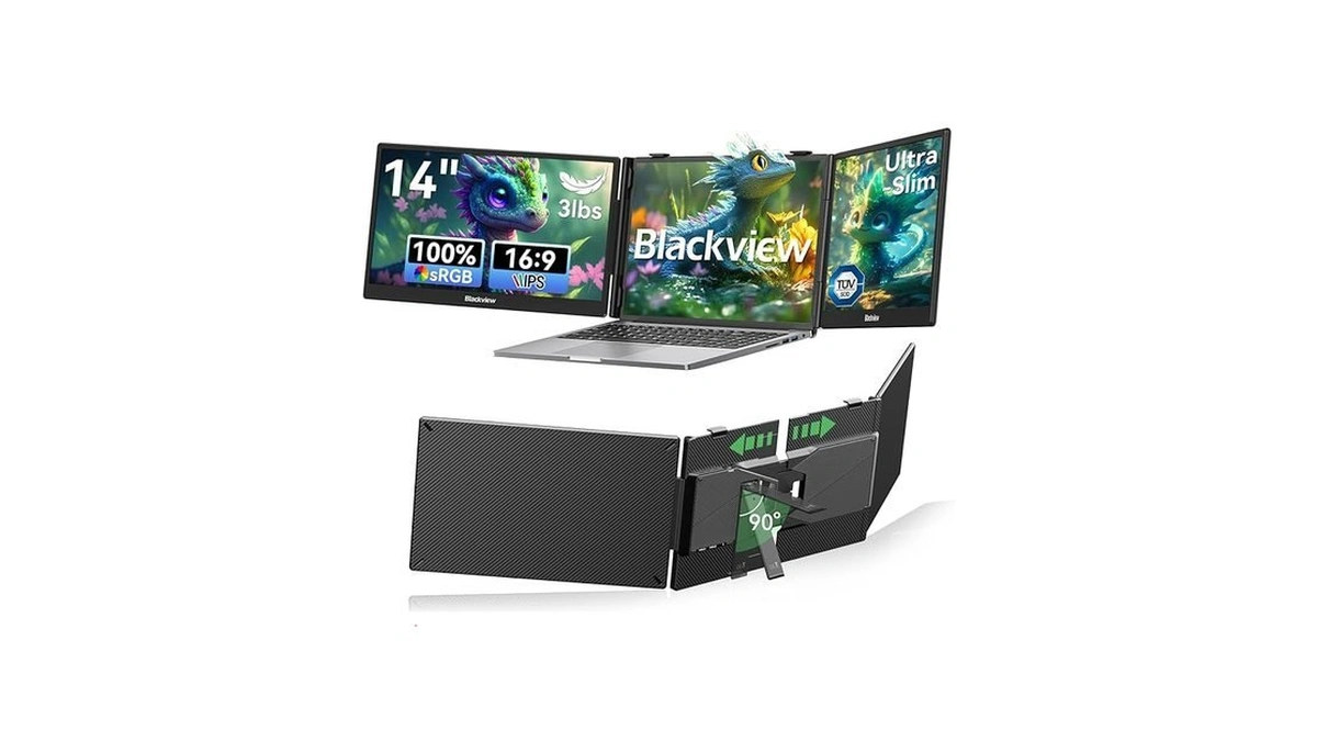 Blackview Laptop Screen Extender, 14" 1080p Fhd Ips Triple Portable