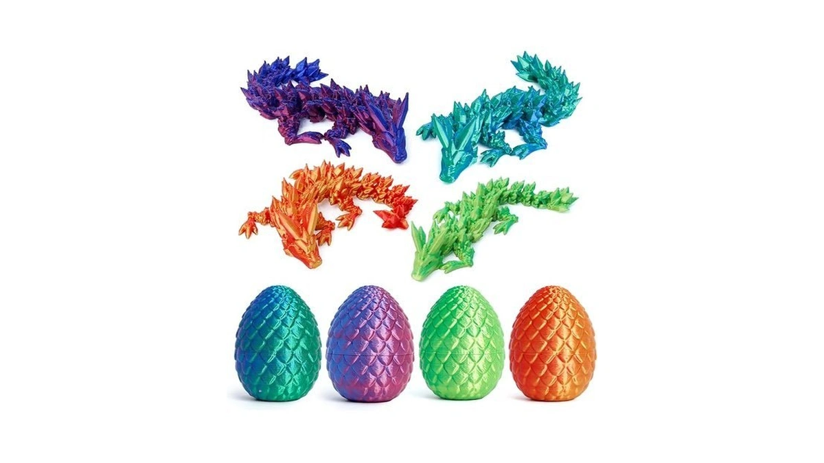 4pcs 3d Printed Dragon Eggs With Articulated Crystal Dragon Inside,