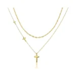 Nejoir Cross Necklace For Women Dainty 18k Gold Plated Layered